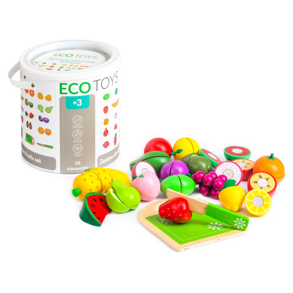 Drevené ovocie na krájanie 20 doplnkov ECOTOYS